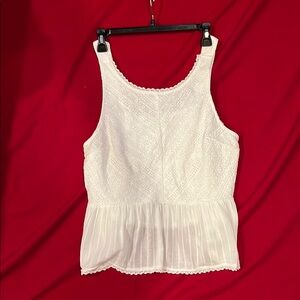 American Eagle Outfitters White Pleated Peplum Tank Top